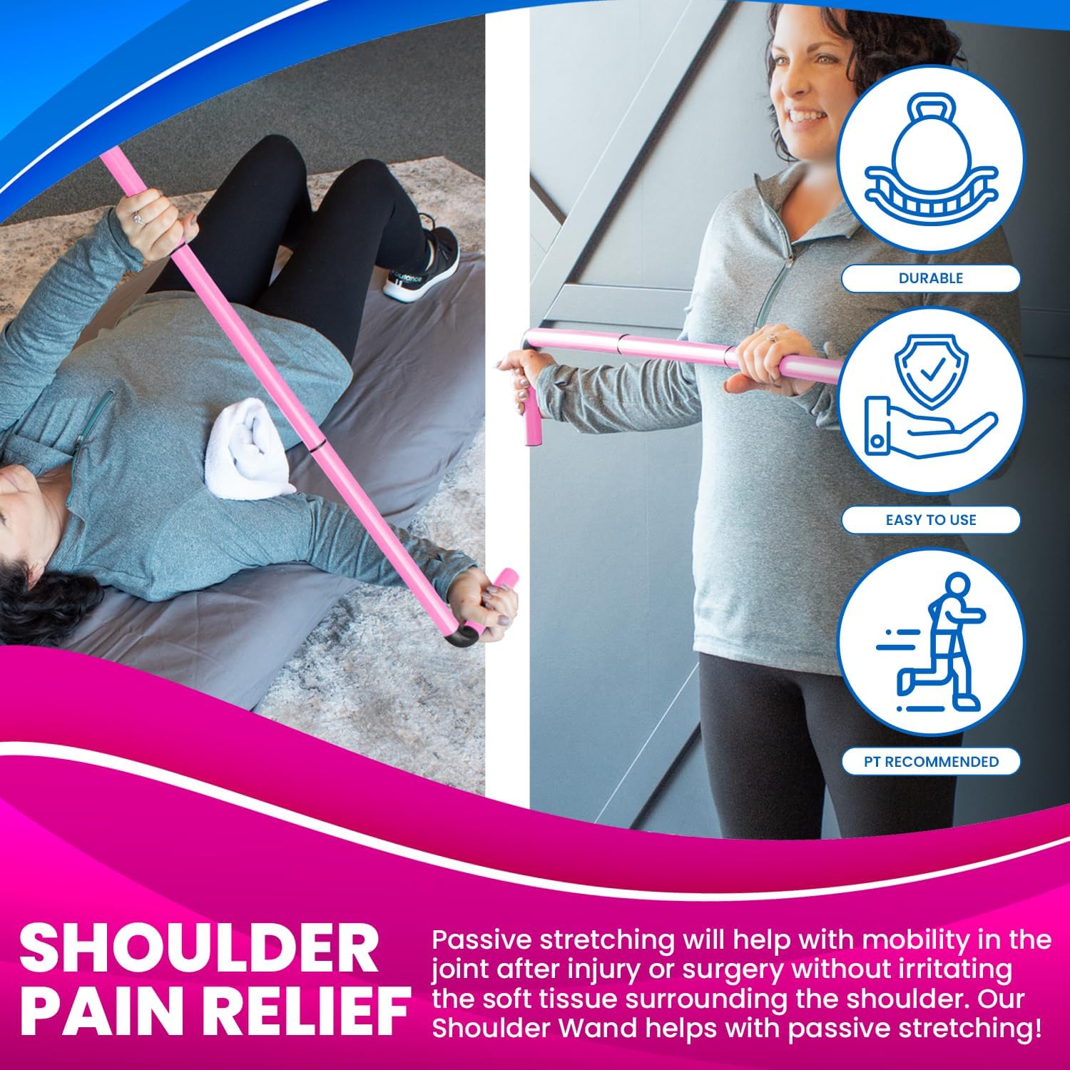 RangeMaster ShoulderWand Therapy Stretching Tool, Collapsible Stretch Bar

