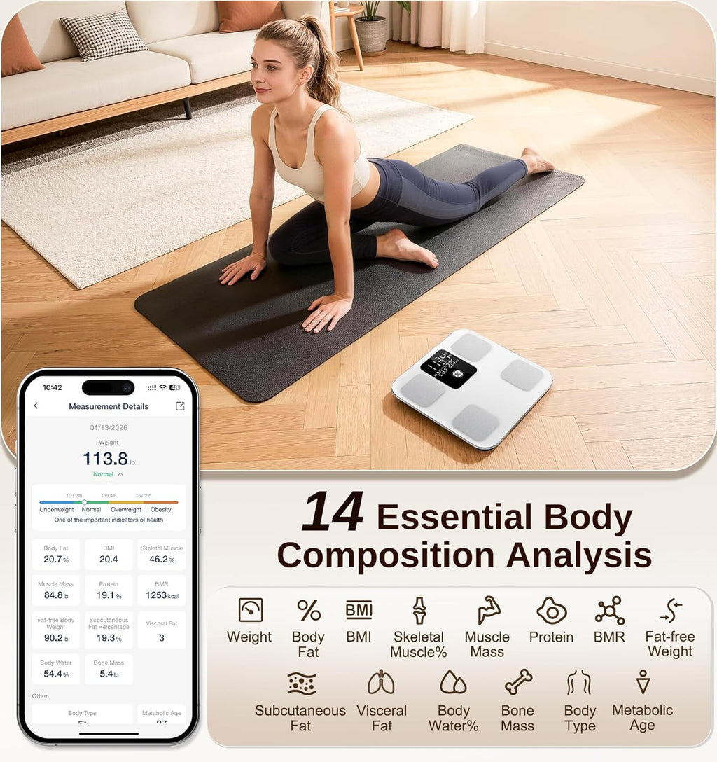 GE Smart Scale Digital Bathroom Scale with Body Fat, BMI, Bluetooth, 400 lb

