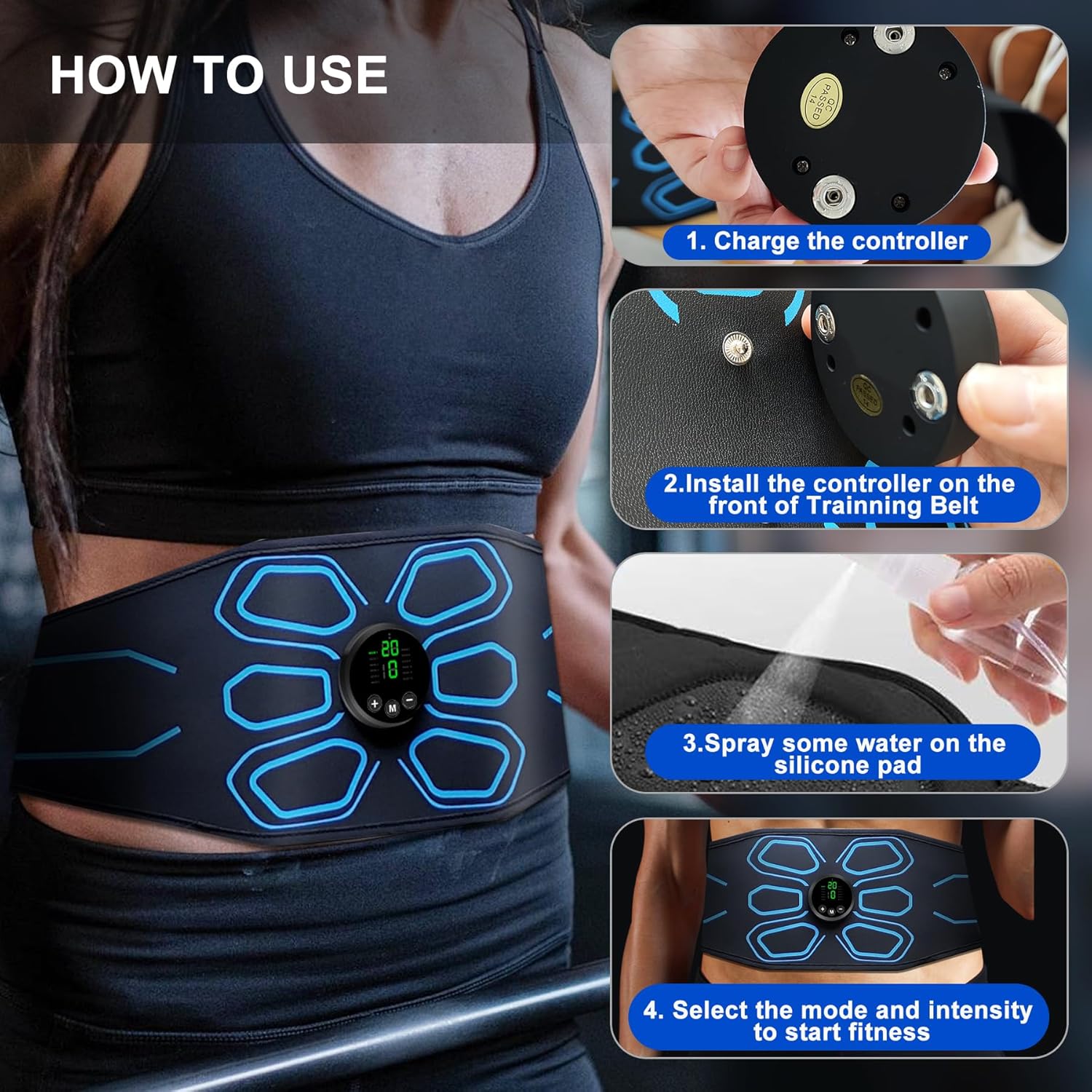 FDA Cleared TENS/EMS Muscle Stimulator for Abs, Electronic Ab Trainer for Home Gym

