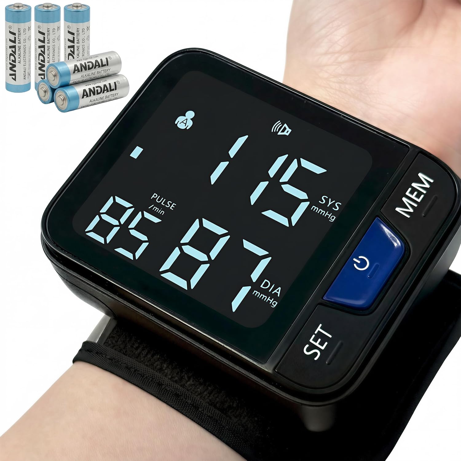 Wrist Blood Pressure Monitor with Large Backlit Display, Voice Guidance, 2-User Memory

