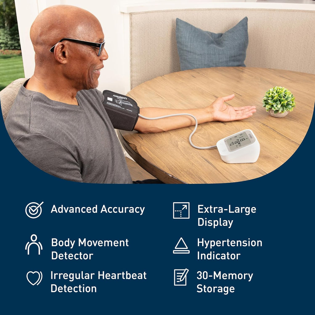 OMRON Silver Upper Arm Blood Pressure Monitor with Bluetooth and App for Home Use

