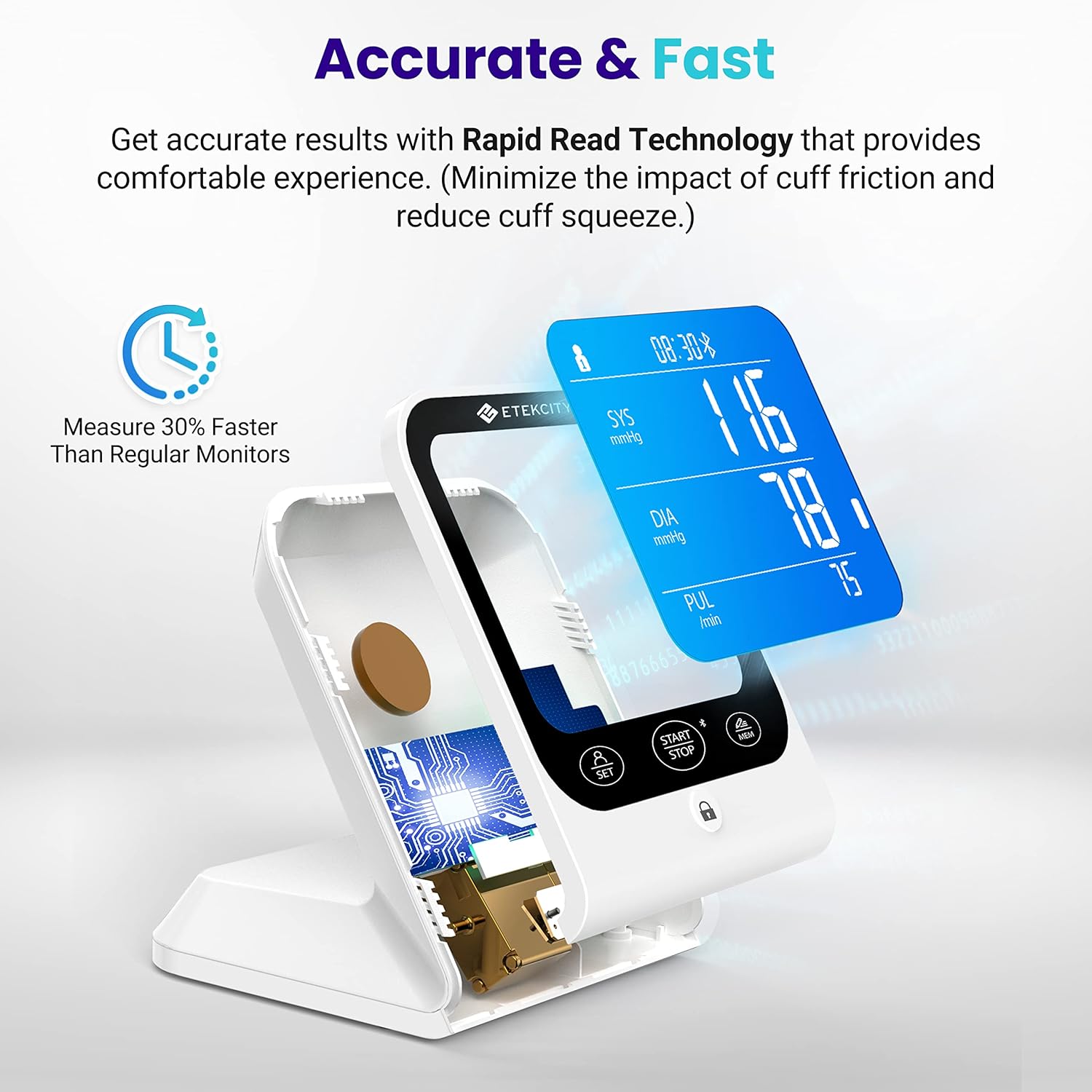 Etekcity Bluetooth Upper Arm Automatic Blood Pressure Monitor with App, Irregular Heartbeat

