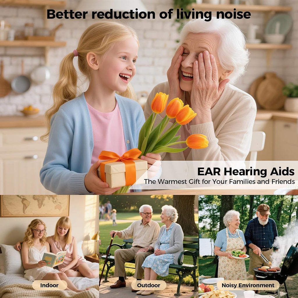 OTC Rechargeable Hearing Aids for Seniors, 30h, 3 Modes, LCD Power Display

