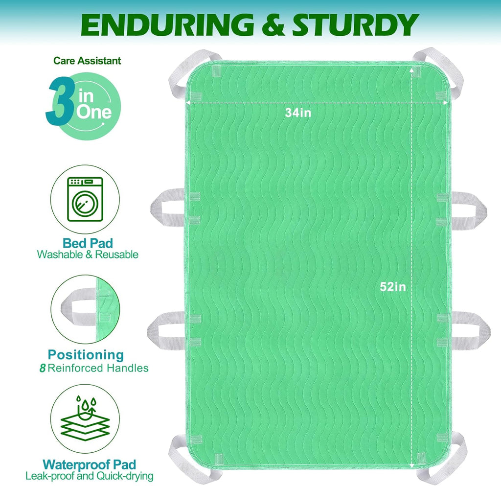 Positioning Bed Pad with Handles Waterproof Washable Reusable Bed Pad for Elderly

