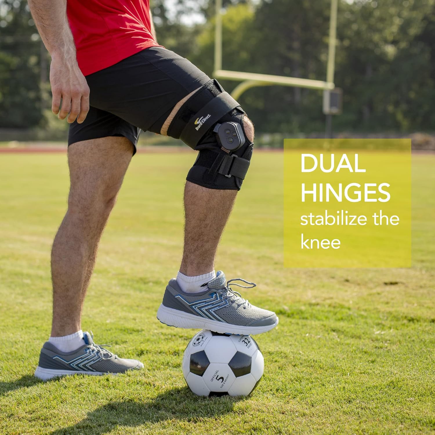 Brace Direct External Deluxe Hinged Knee Brace with Adjustable Wrap and Open Patella

