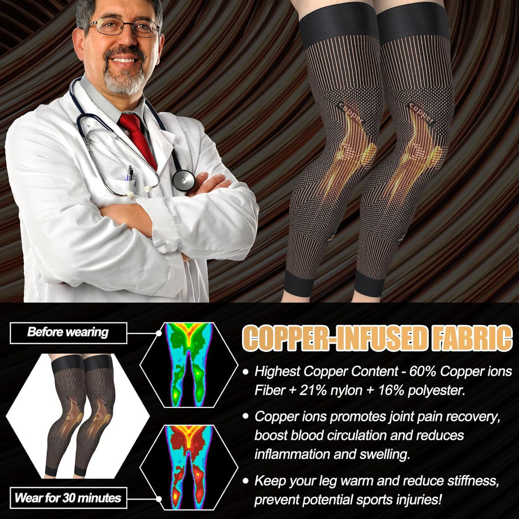 NEENCA Compression Leg Sleeve, Ion-Infused Full Leg Support for Knee Pain Relief

