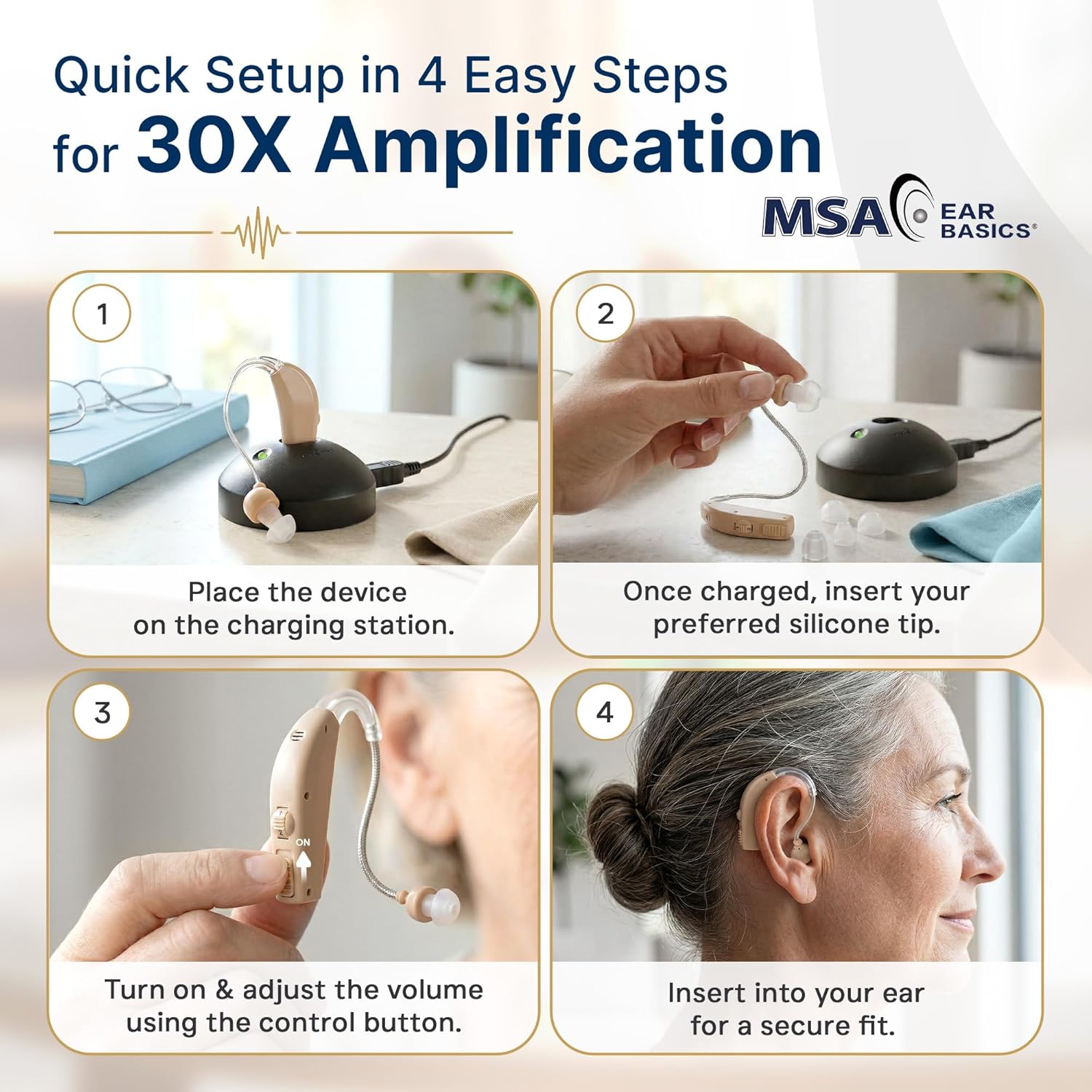 MSA PRO Rechargeable Sound Amplifier, Adjustable Volume, Up to 20 Hours

