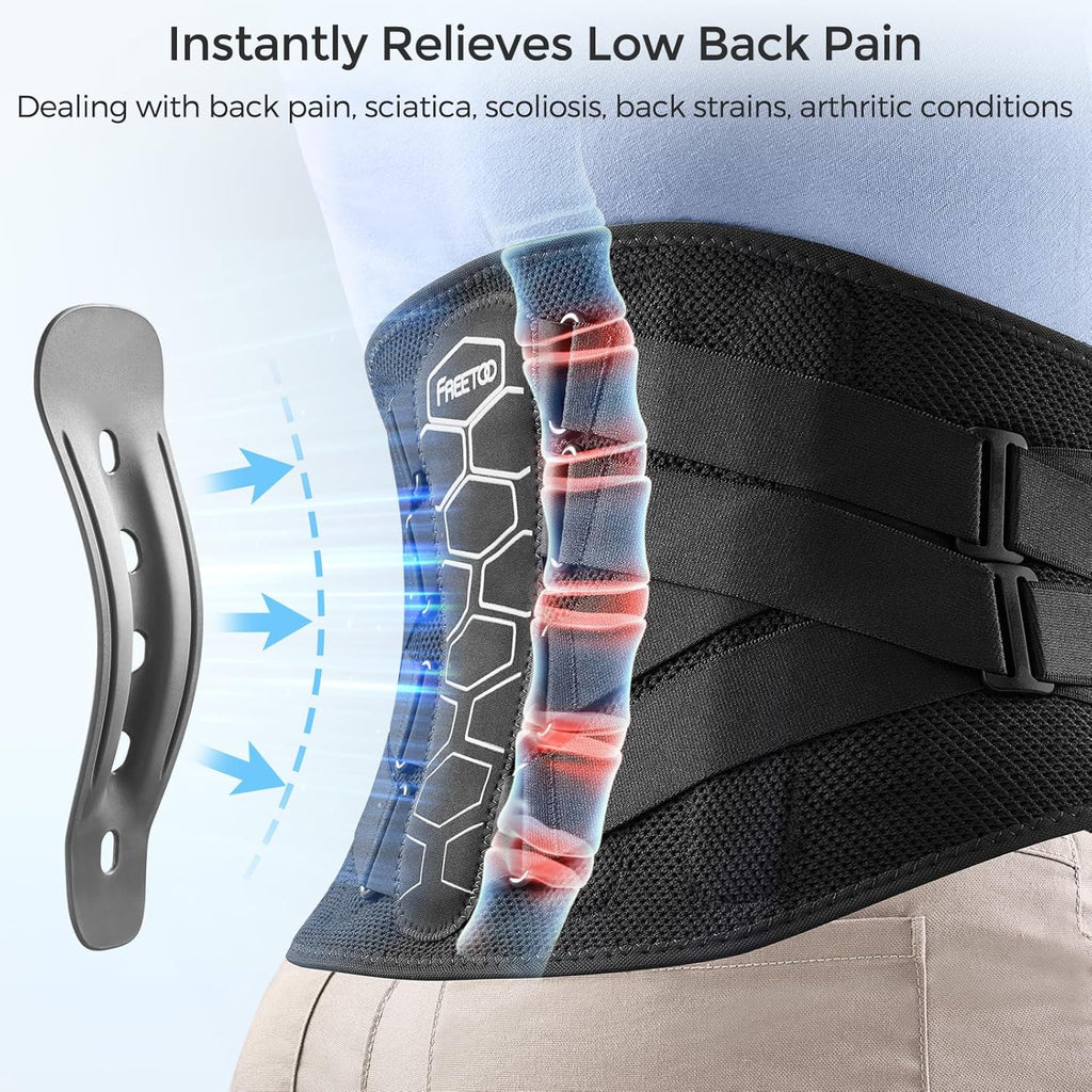 FREETOO Lumbar Back Brace for Lower Back Pain Relief with Removable Pad and Pulley

