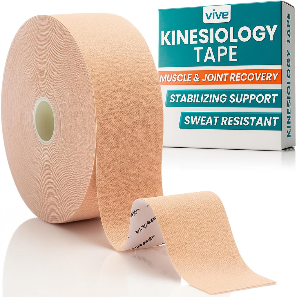 Vive Kinesiology Tape Roll, Water-Resistant Therapeutic Muscle Support

