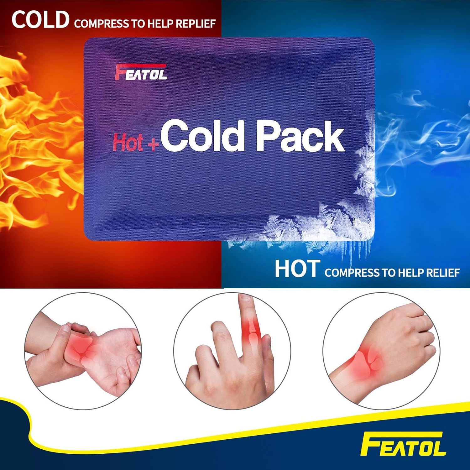FEATOL Wrist Brace for Carpal Tunnel, Night Support Splint with Removable Ice Pack

