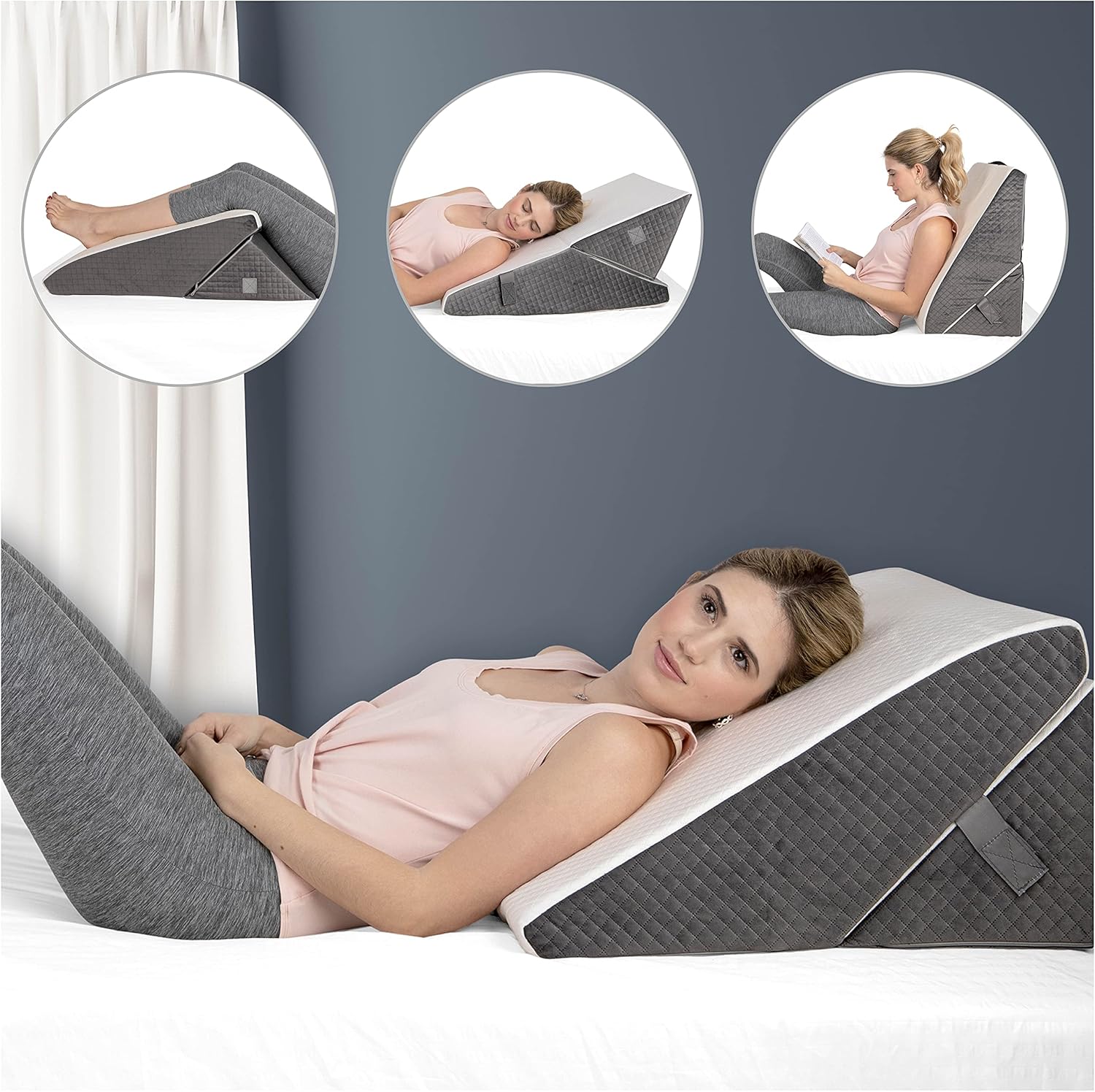 Kolbs Memory Foam Adjustable Bed Wedge Pillow for Head and Back Support

