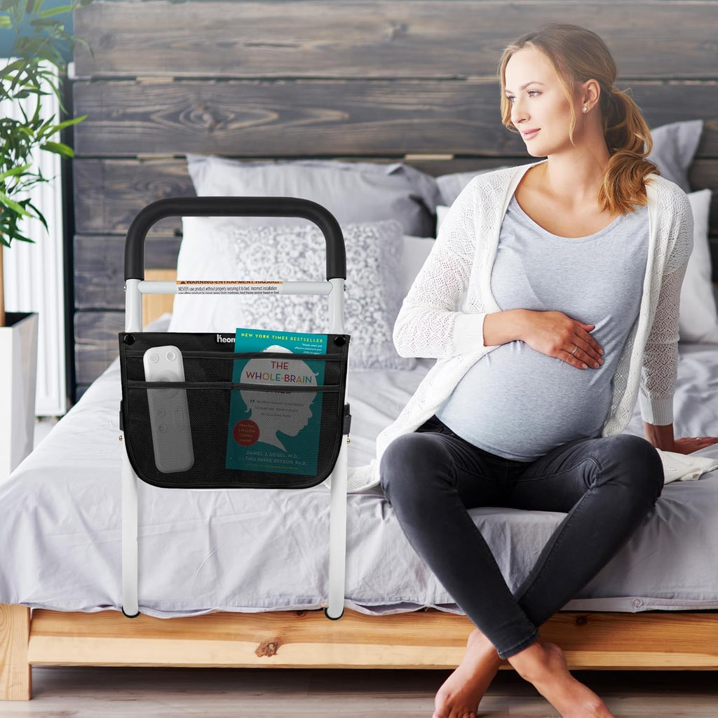 Adjustable Portable Bed Safety Rail for Seniors, Bed Assist Bar with Storage Bag

