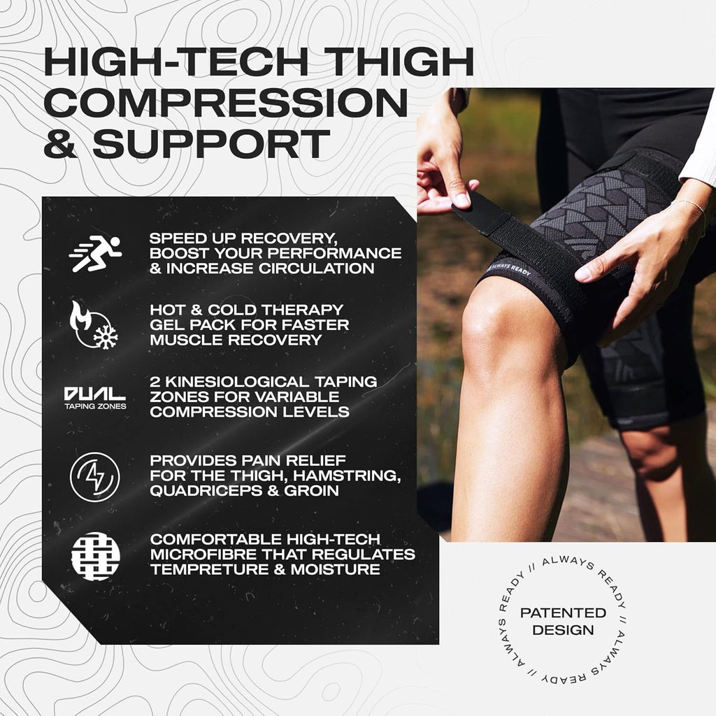 Always Ready Thigh Compression Sleeve with Hot & Cold Gel Pack for Hamstring

