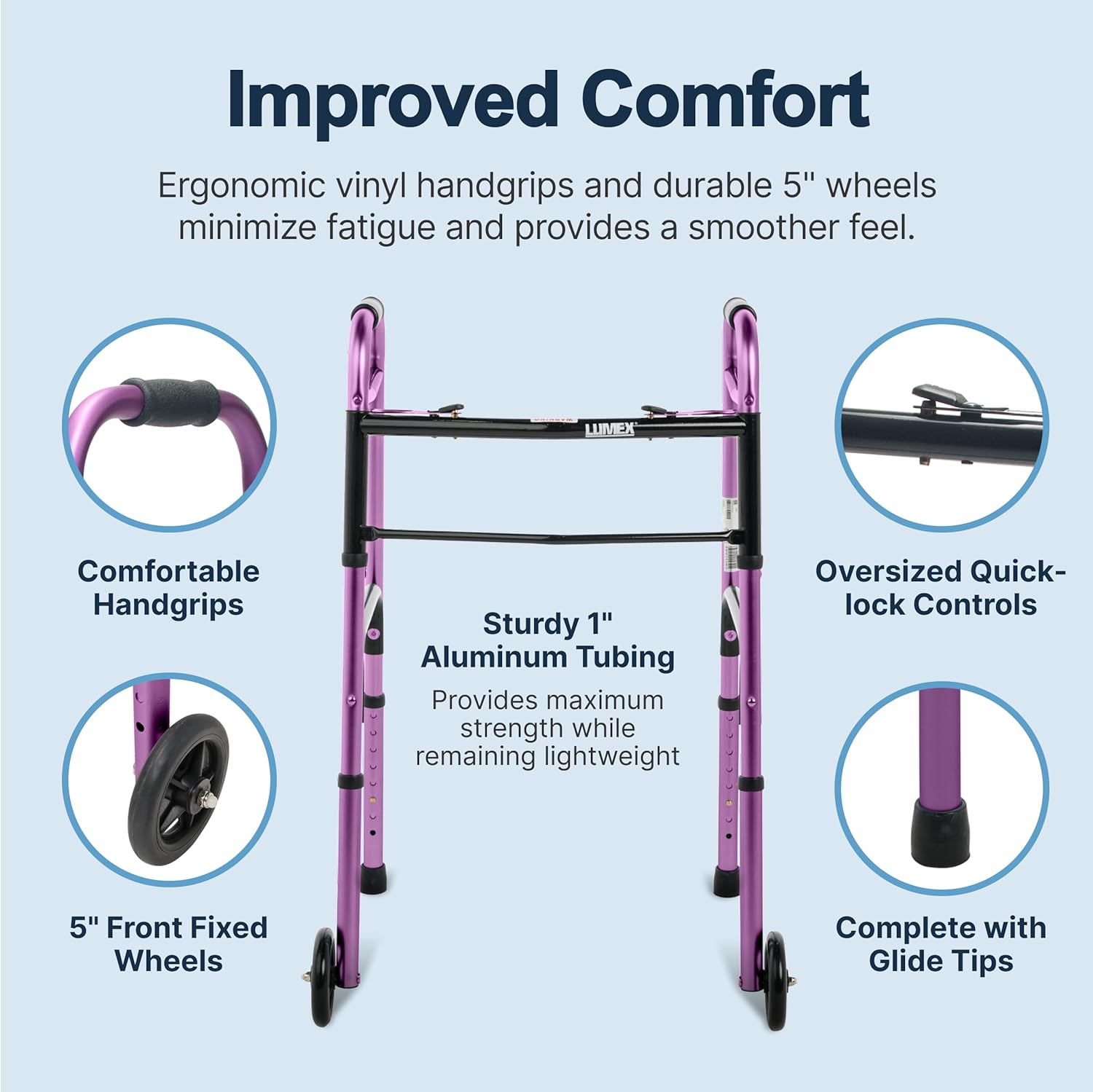 Lumex ColorSelect Rollator Walker for Seniors, Folding Adult Walker with Wheels

