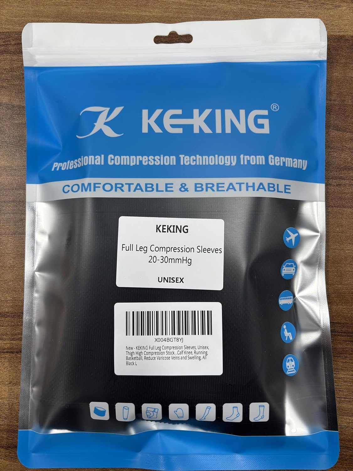 KEKING Full Leg Compression Sleeves Thigh High Unisex 20–30 mmHg Support

