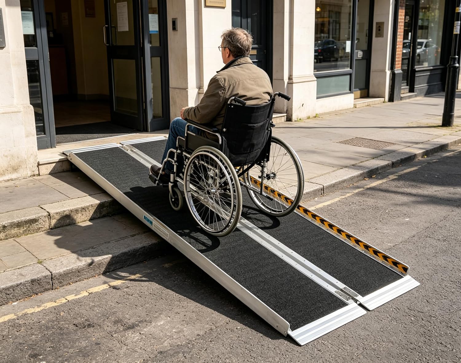 Portable Wheelchair Ramp Non-Slip Aluminum Folding Handicap Entry Ramp, 600 lb

