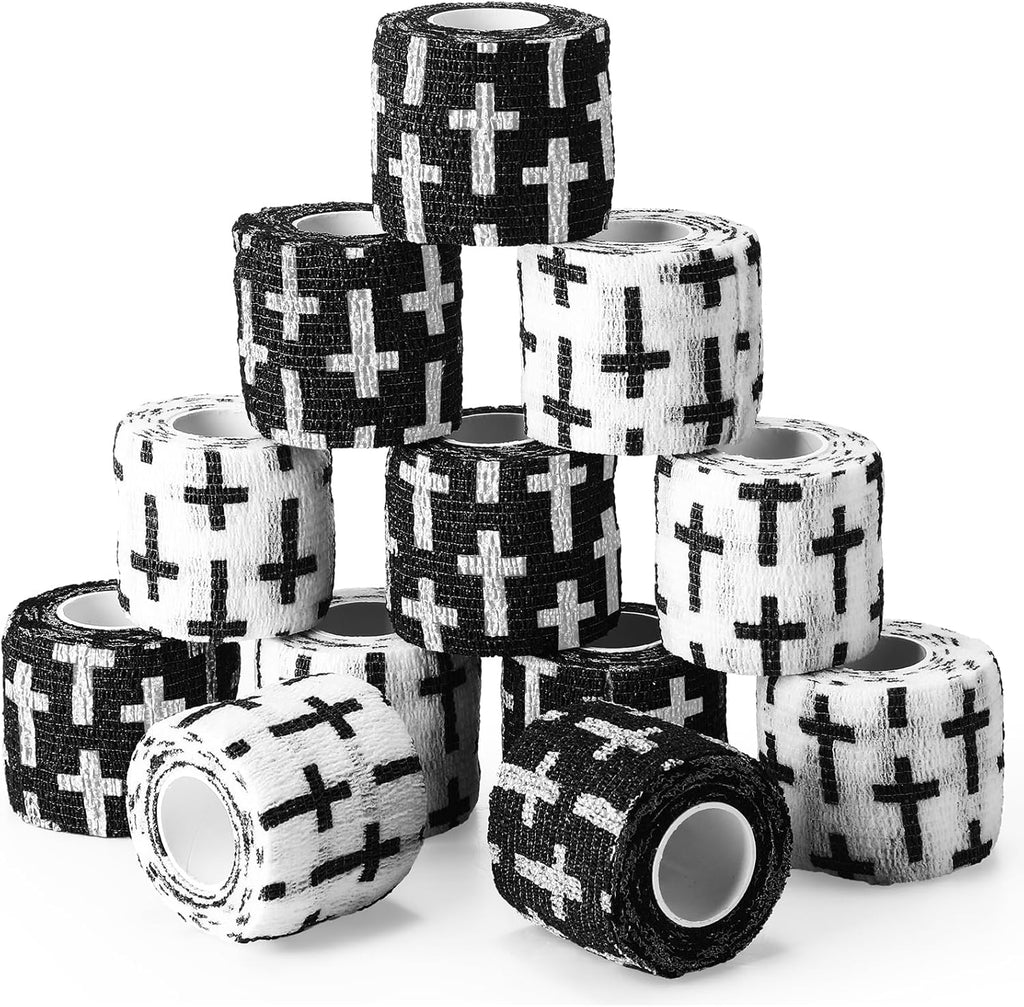 Geiserailie 12 Pack Christian Athletic Tapes 2 Inch Self Adhesive Sports Wraps 5 Yards

