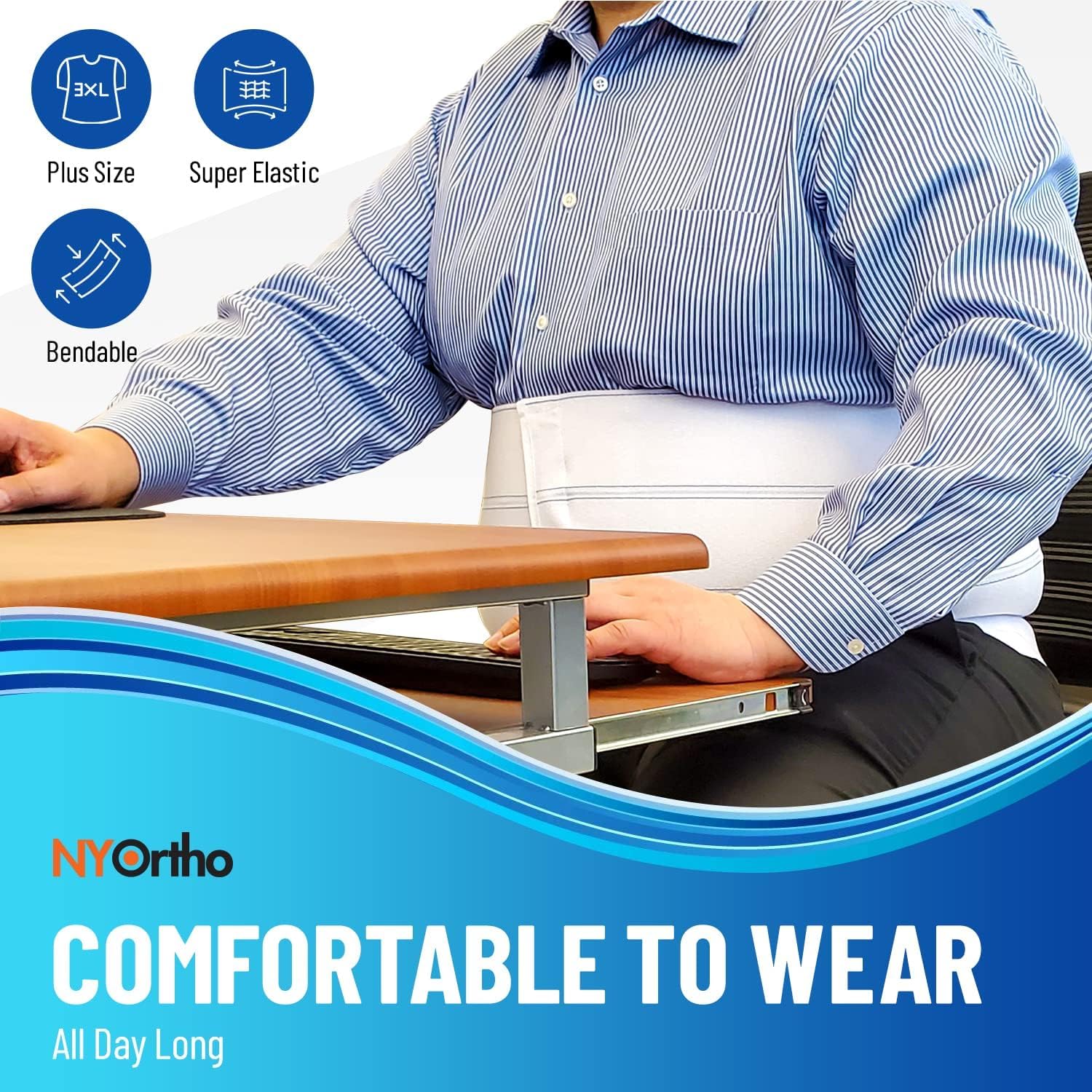 NYOrtho Bariatric Abdominal Binder Elastic Belly Wrap for Hernia Post-Surgery Support

