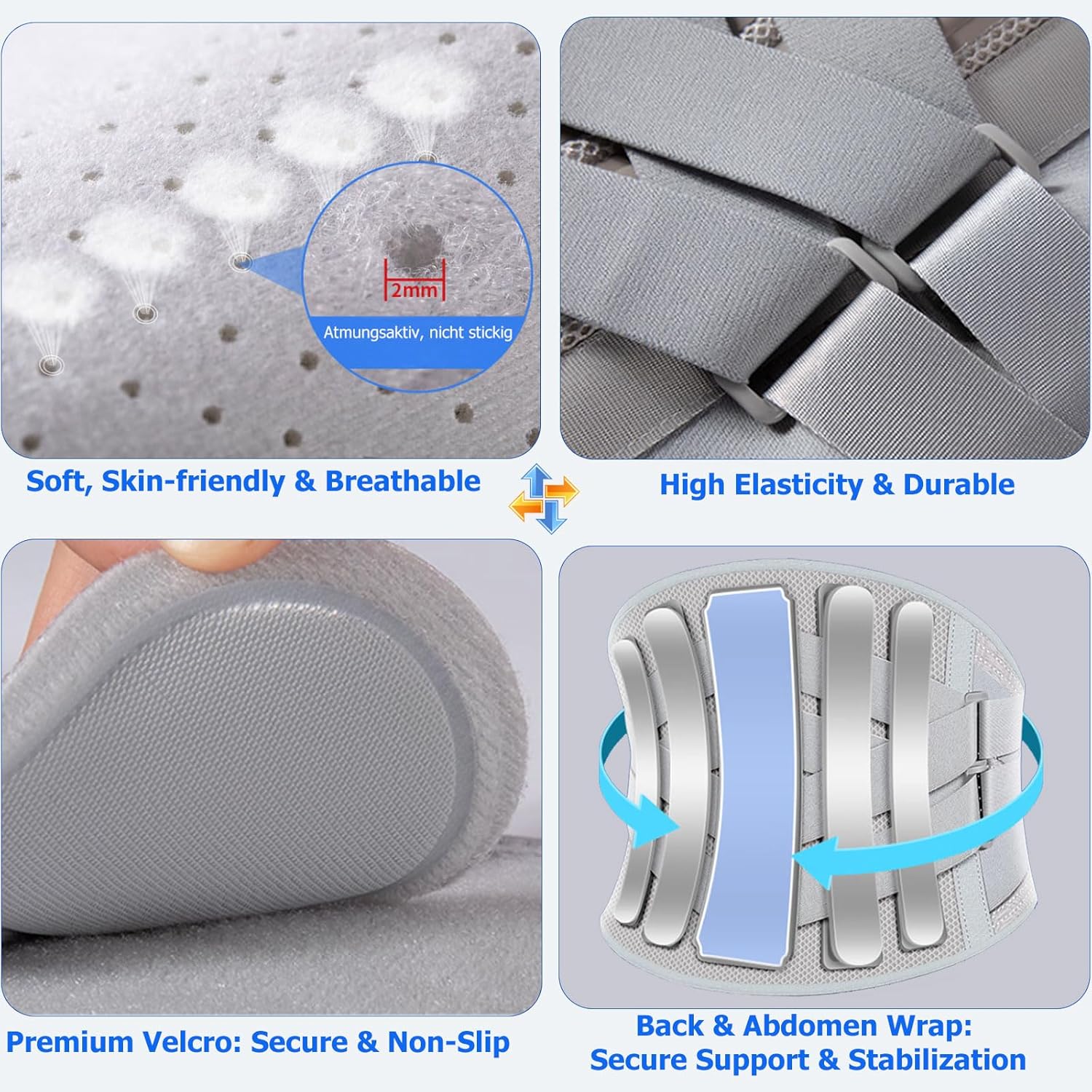 TESETON Lumbar Back Brace for Lower Back Pain, Adjustable Support Belt

