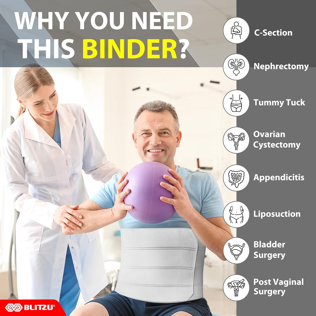 Abdominal Binder for Women & Men Post Surgery Recovery 4-Panel Waist Compression

