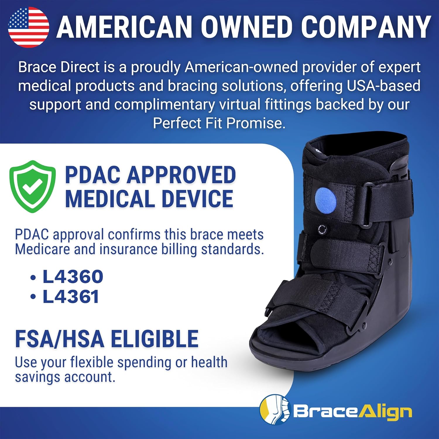 Brace Direct Air Cam Walker Fracture Boot Short Orthopedic Walking Boot for Foot Ankle

