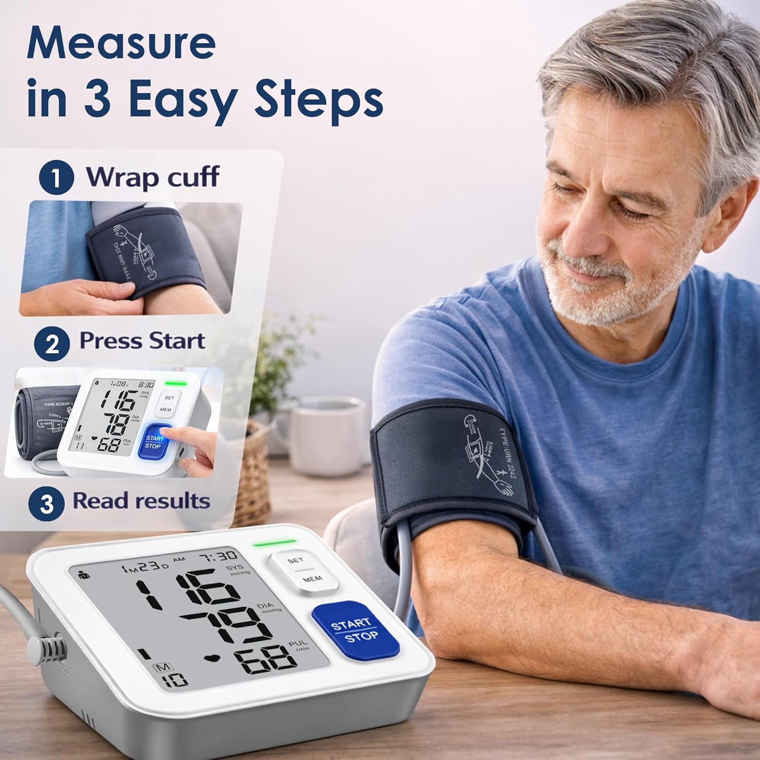 Home Upper Arm Blood Pressure Monitor Automatic Digital BP Machine

