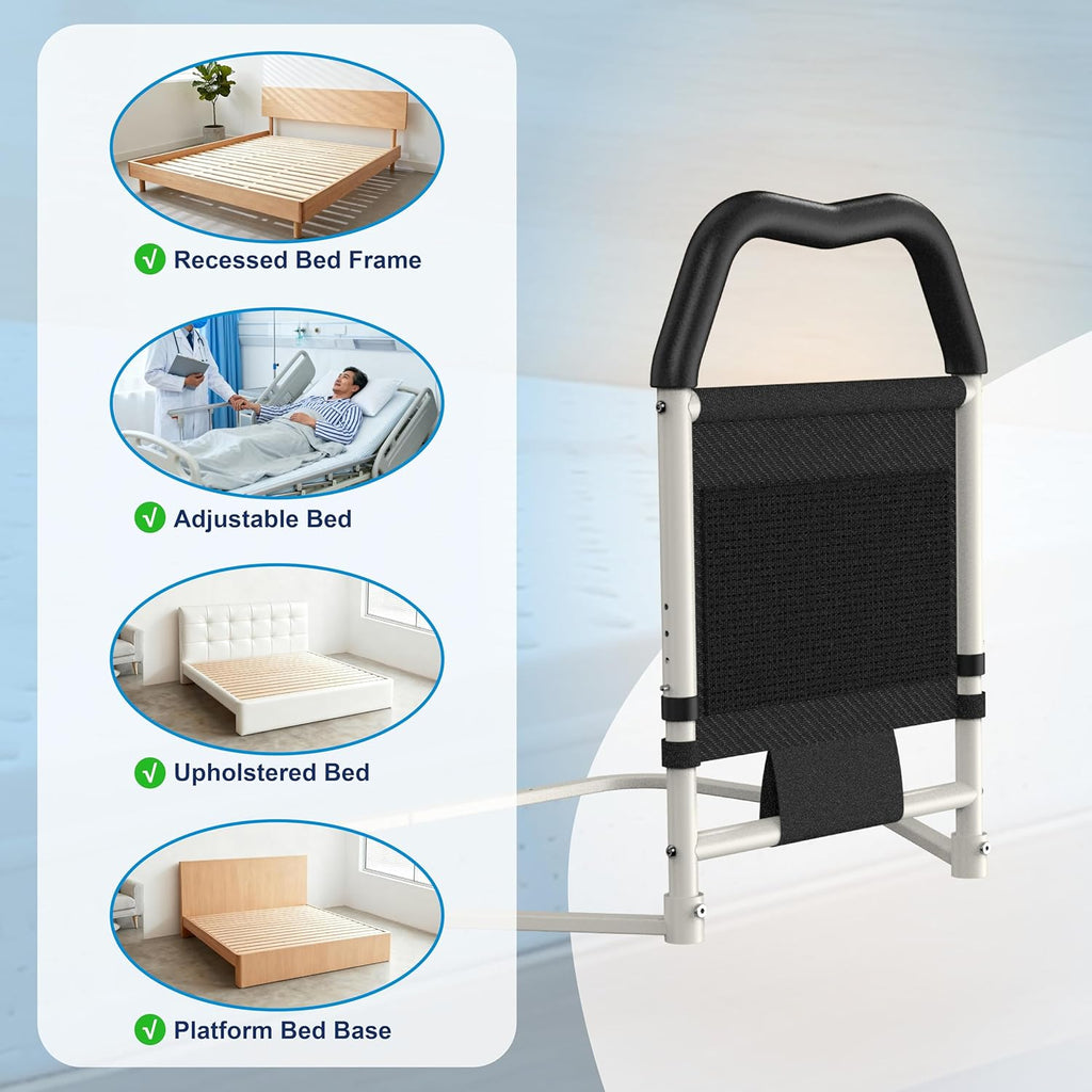 Adjustable Bed Rail for Elderly Safety Support, Non-Slip Handle, 350 lb Capacity

