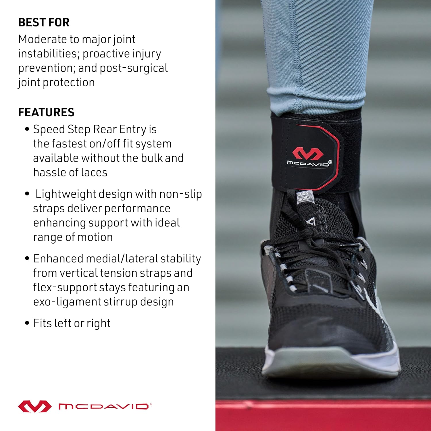 McDavid Low Profile Lace-Free Ankle Brace, Phantom Rear-Entry Support for Basketball


