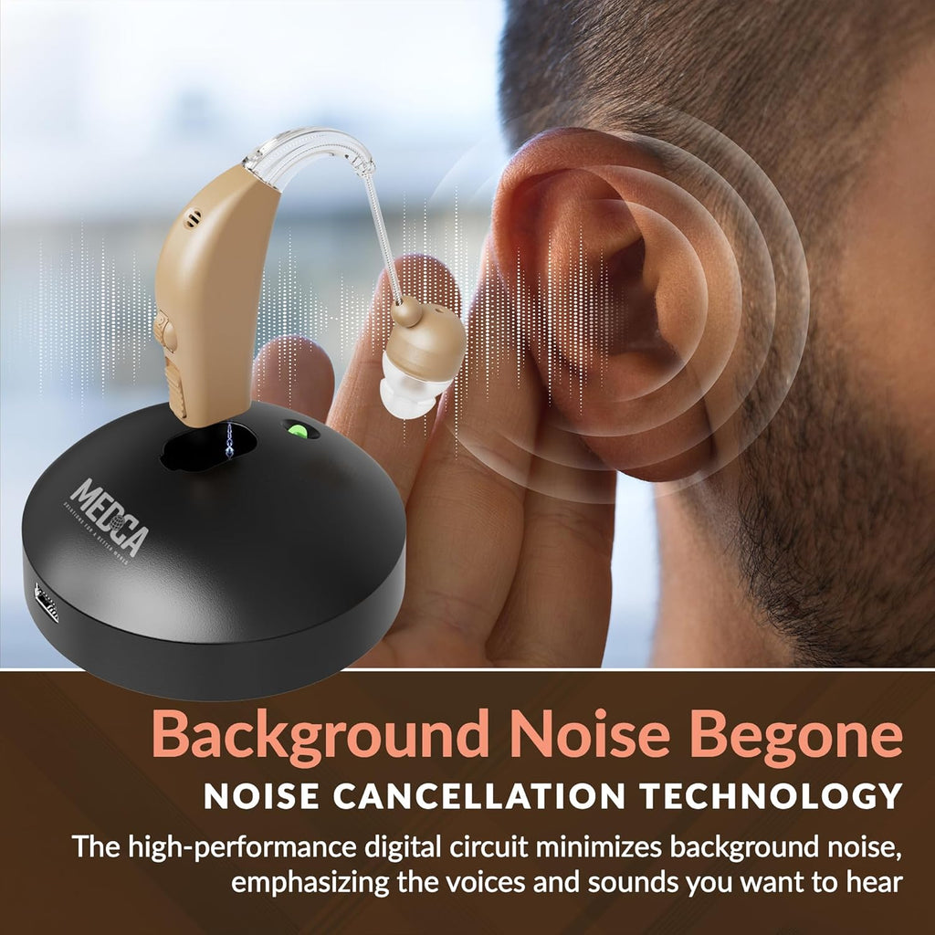 MEDca Rechargeable Behind-Ear Hearing Amplifier with Rapid Charger and Noise Reduction

