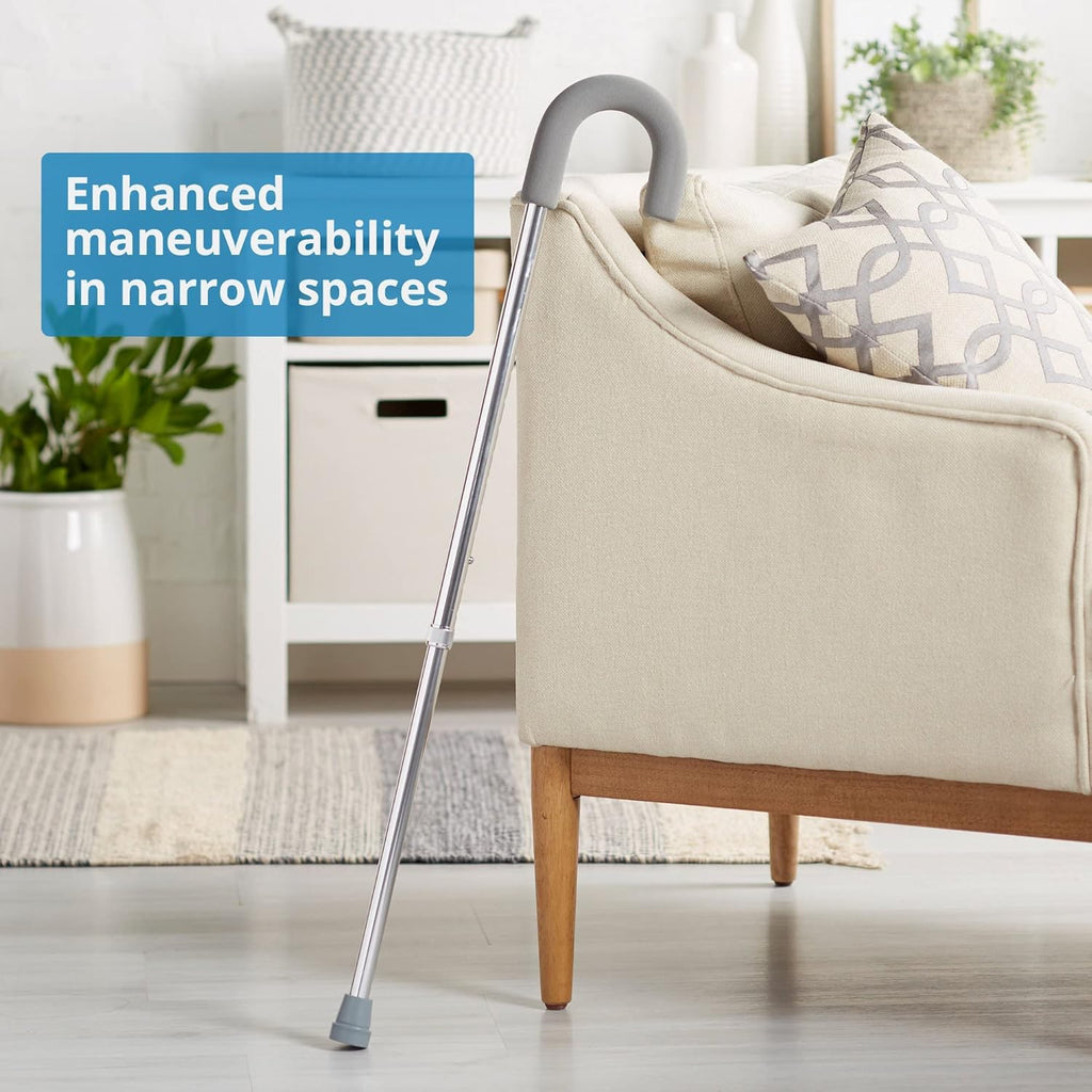 McKesson Aluminum Round Handle Height-Adjustable Cane with Foam Grip

