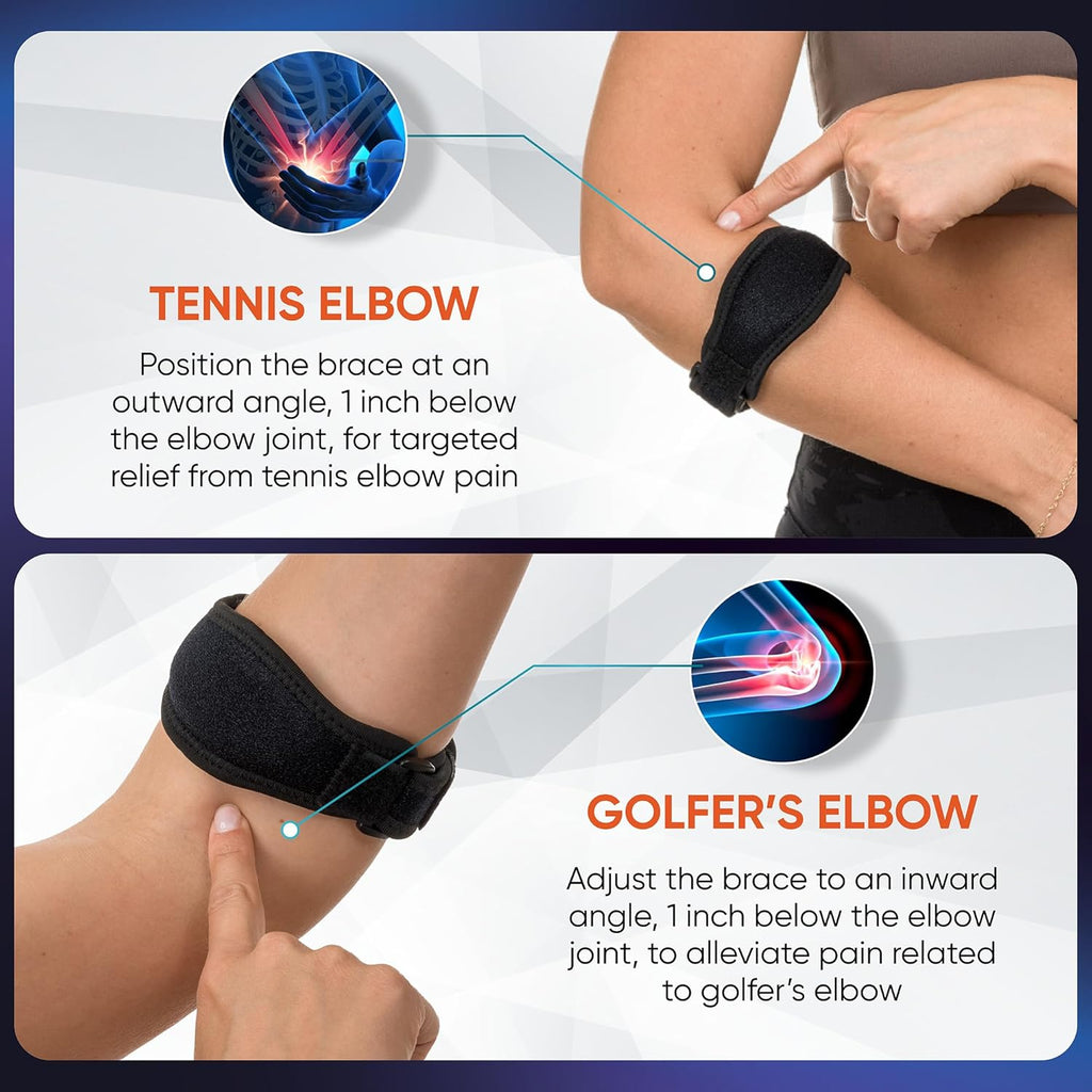 PhysFlex Elbow Brace Adjustable Compression Support for Tennis and Golfer's Elbow

