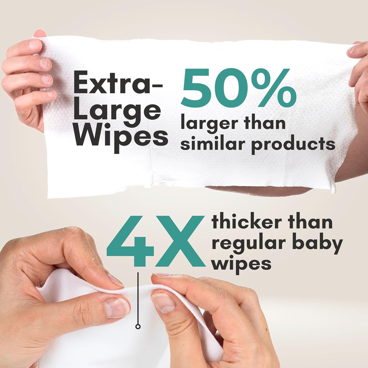 Nurture XL Ultra Thick Body Wipes for Adults with Aloe Vera, No-Rinse Bath Cloths

