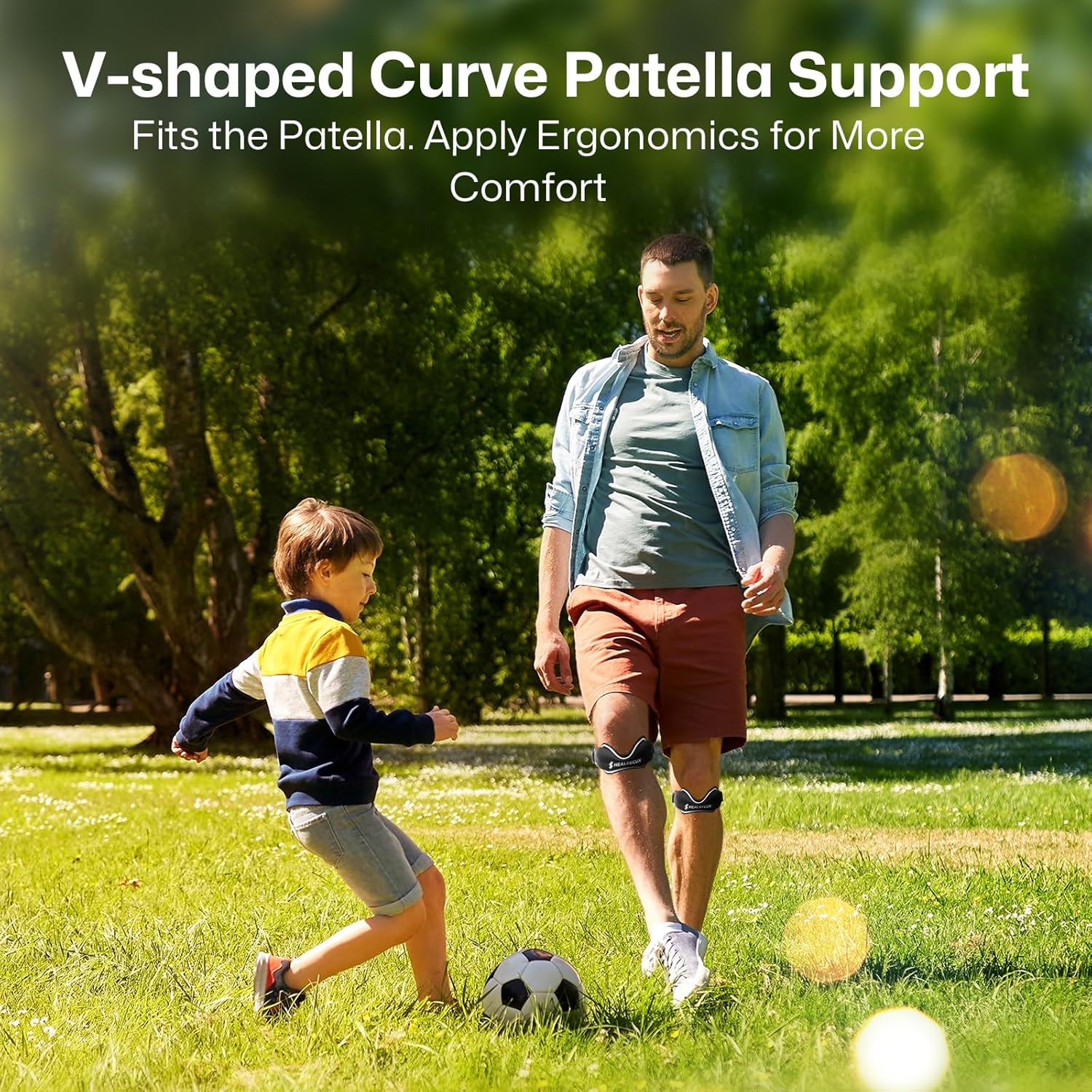 Healrecux Patellar Tendon Support Strap Silicone Non-Slip Patella Knee Band

