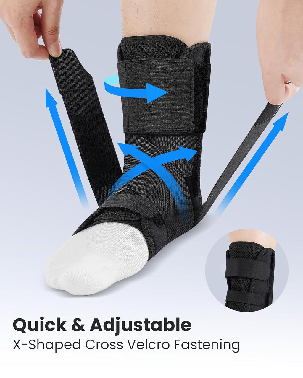 SNEINO Lace-Up Ankle Stabilizer with Removable Side Bars, Neoprene Support

