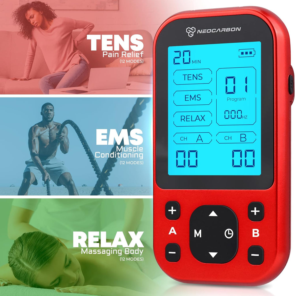 NEOCARBON TENS EMS PMS Muscle Stimulator Pro for Back Pain Relief Rechargeable

