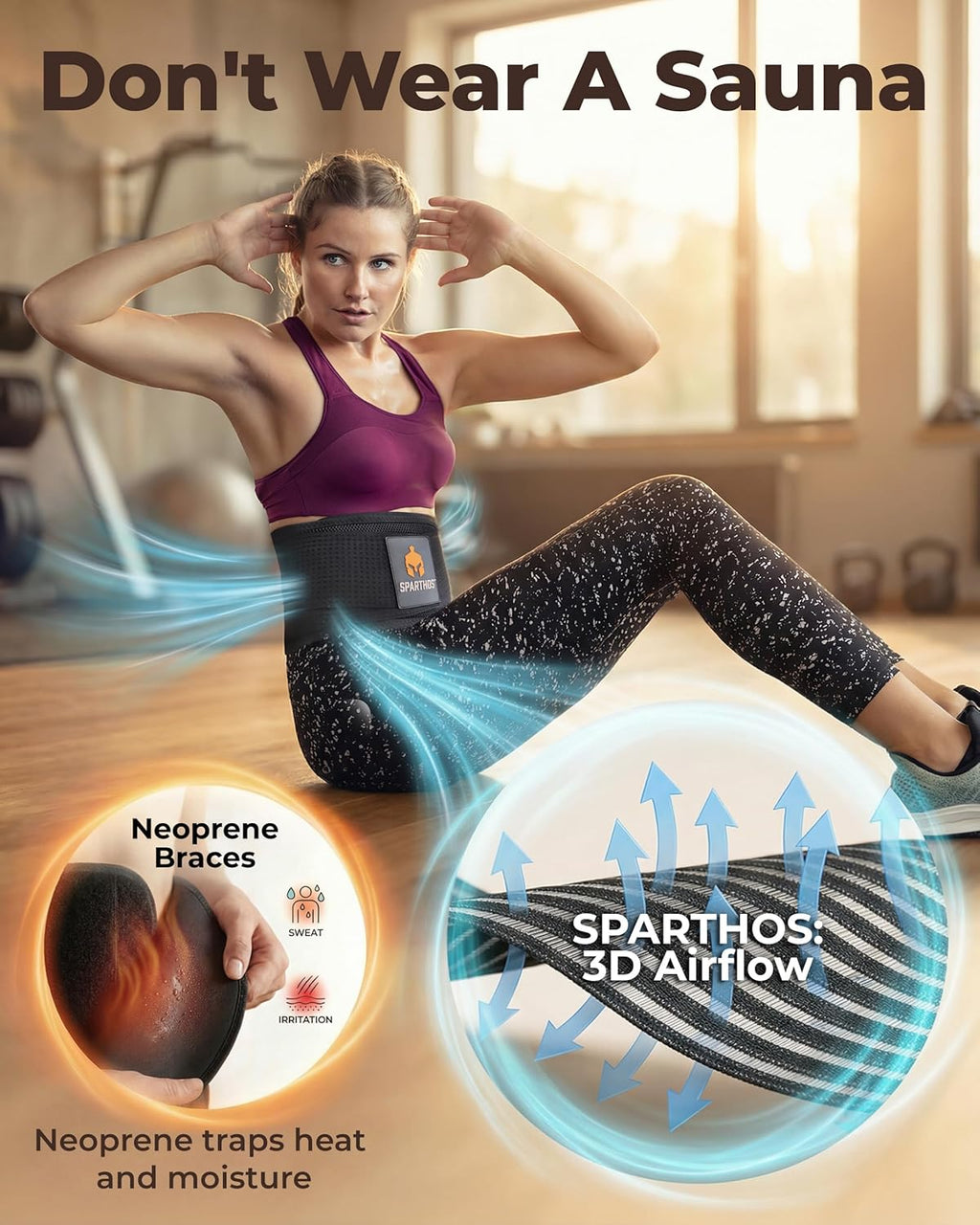 Sparthos Lumbar Back Brace for Lower Back Pain, Breathable Support Pad

