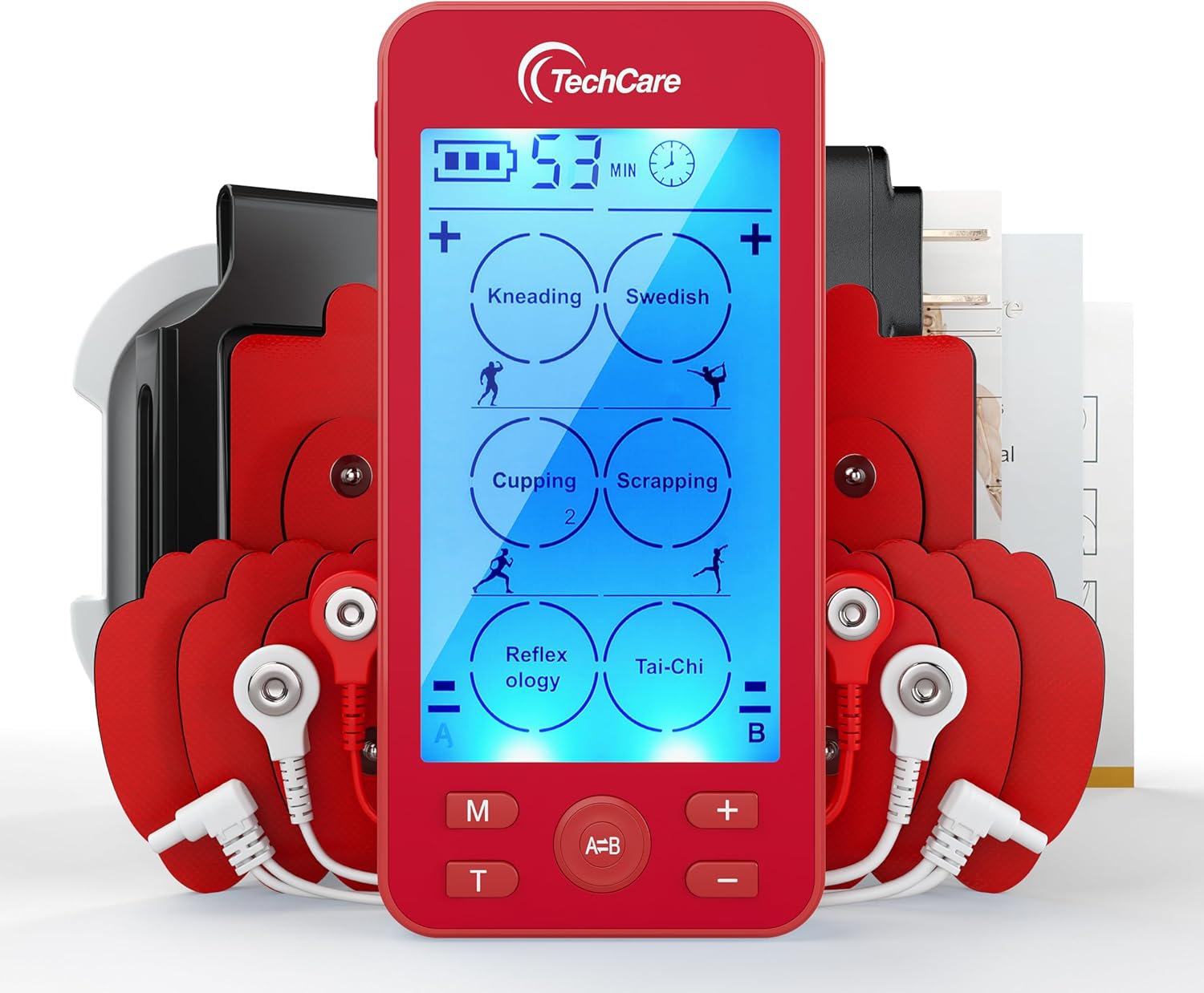 TechCare Tens Unit Plus Rechargeable Pulse Massager, 24 Modes, LCD Timer

