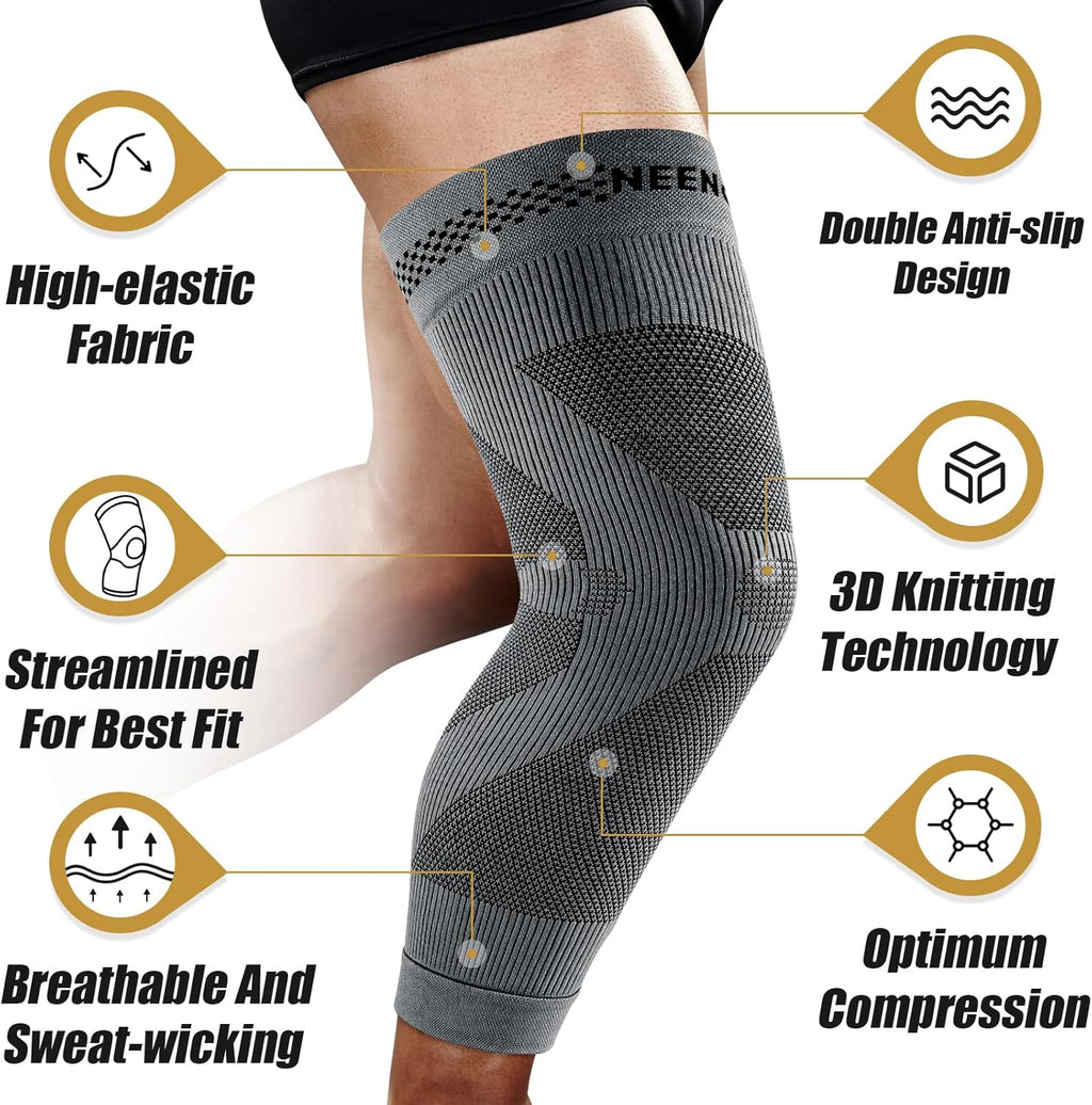 NEENCA Graphene Compression Leg Sleeve for Knee Support, Ultra-Thin Long Sleeve

