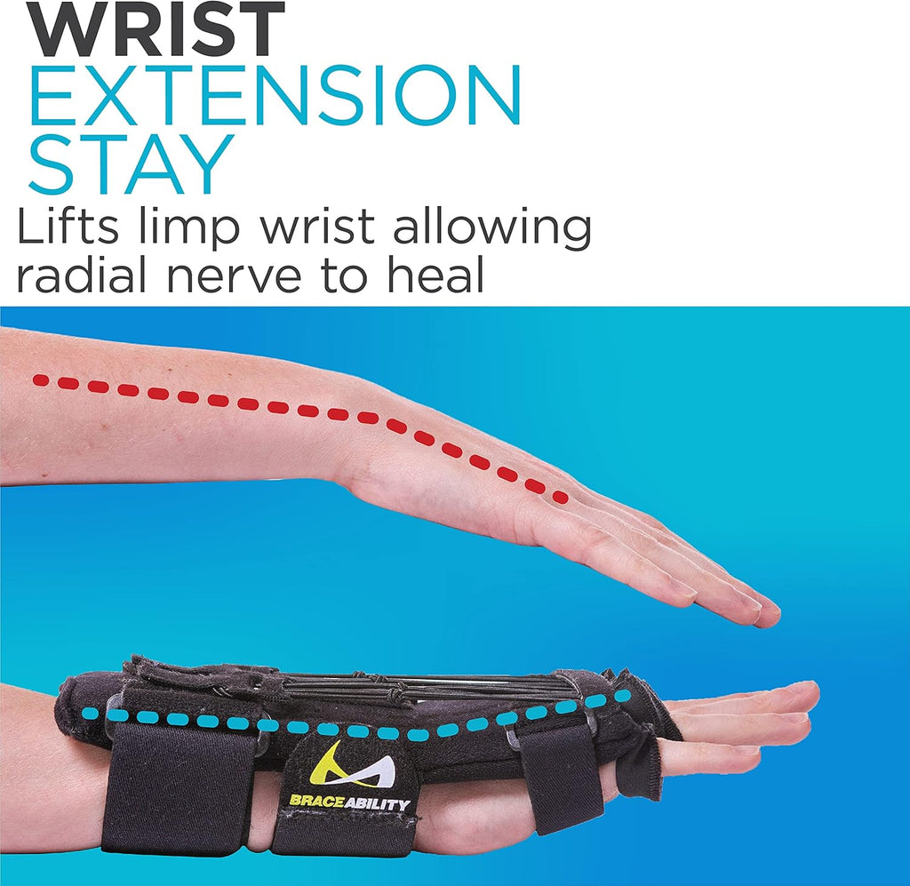 BraceAbility Radial Nerve Palsy Dynamic Wrist Extension Splint for Right or Left

