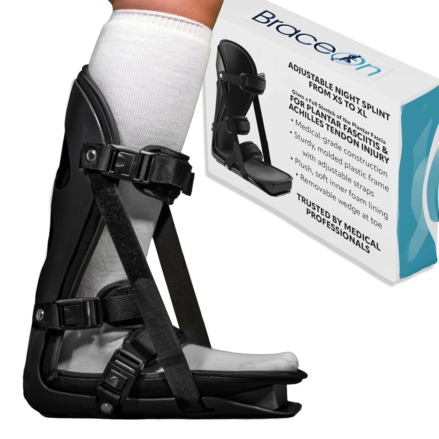 Kids Adjustable Night Splint for Plantar Fasciitis, Achilles, Heel Spur Foot Brace

