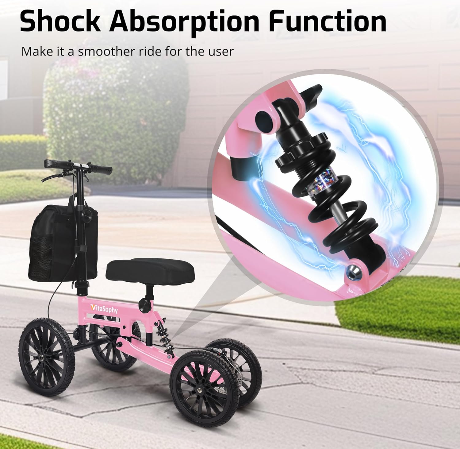 VitaSophy All-Terrain Knee Scooter with Disc Brakes, Steerable Knee Walker

