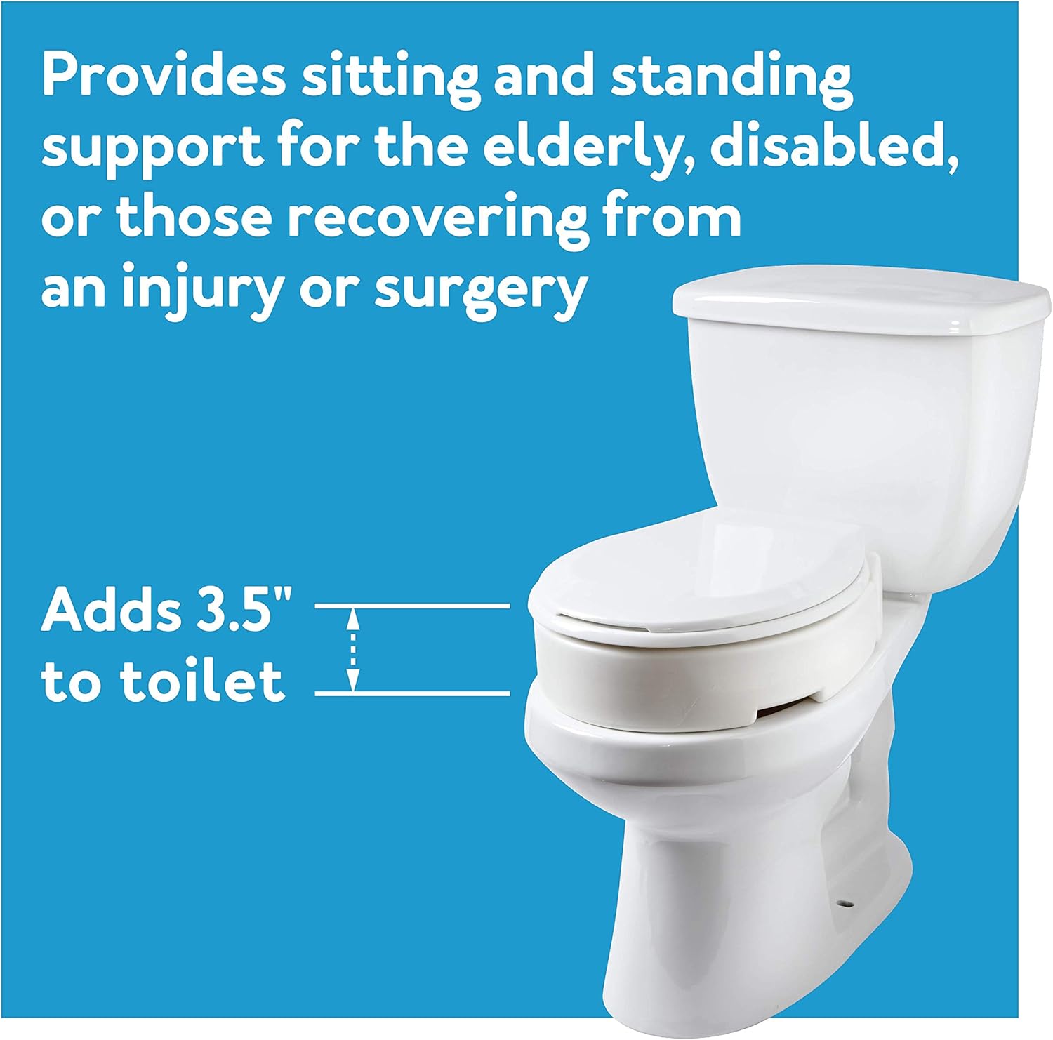Carex Hinged Toilet Seat Riser, 3.5 in Height, 300 lb Capacity, Slip-Resistant


