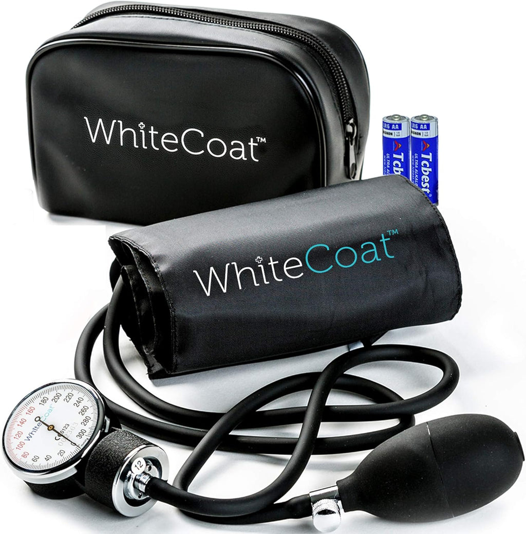 White Coat Deluxe Aneroid Sphygmomanometer Blood Pressure Monitor with Cuff & Case

