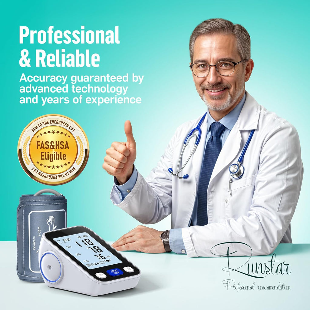 RunStar Upper Arm Automatic Digital Blood Pressure Monitor Wide Range Cuff

