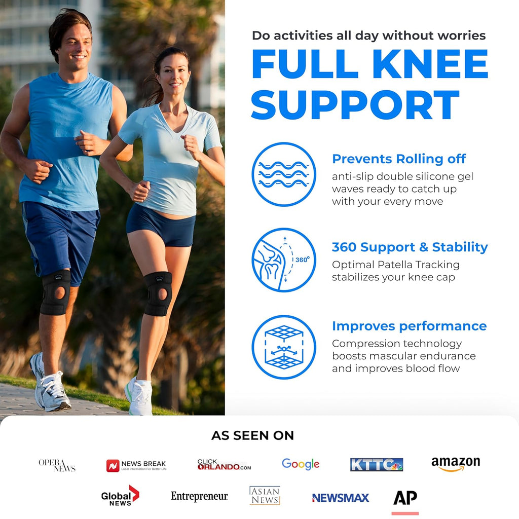 Modvel Elite Knee Brace with Patella Gel Pads and Side Stabilizers for ACL Support

