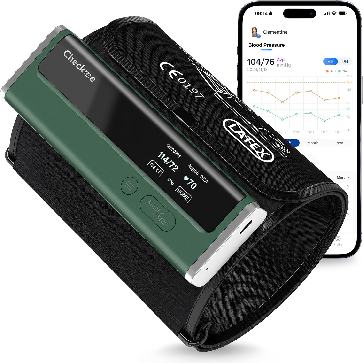 Checkme Wireless Upper Arm Blood Pressure Monitor with Bluetooth, App & 50 Readings

