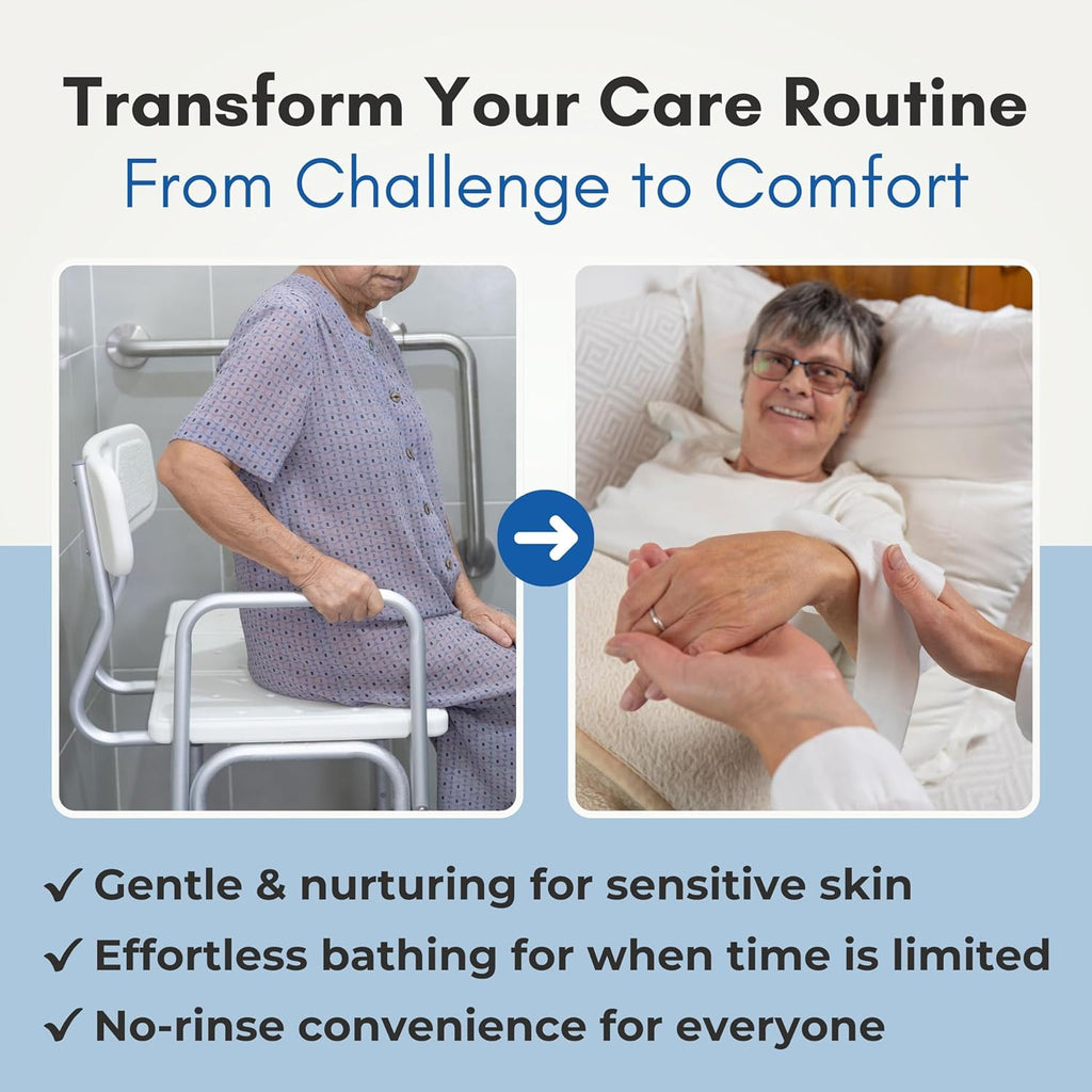 Nurture Rinse Free Bathing Wipes for Adults, Waterless Cleansing Cloths

