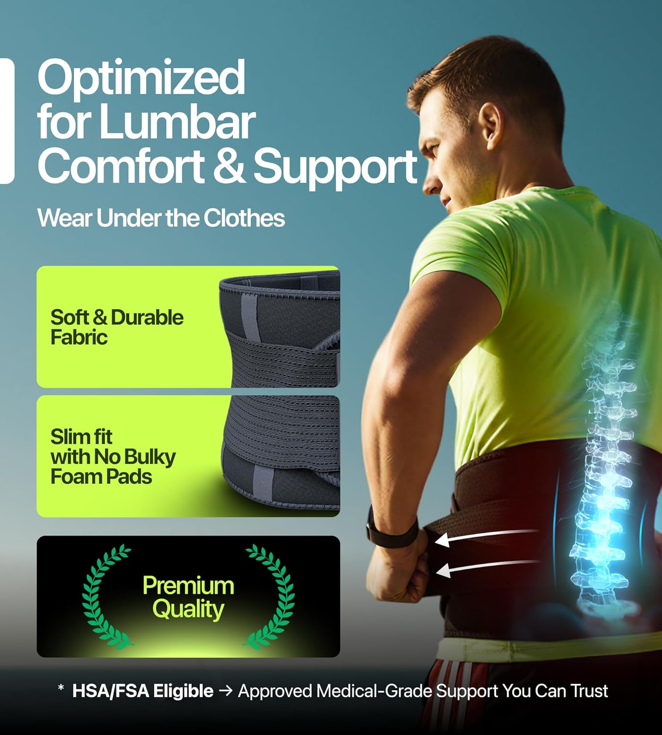 Plus Size Lower Back Brace for Lumbar Support, Adjustable Sciatica Support

