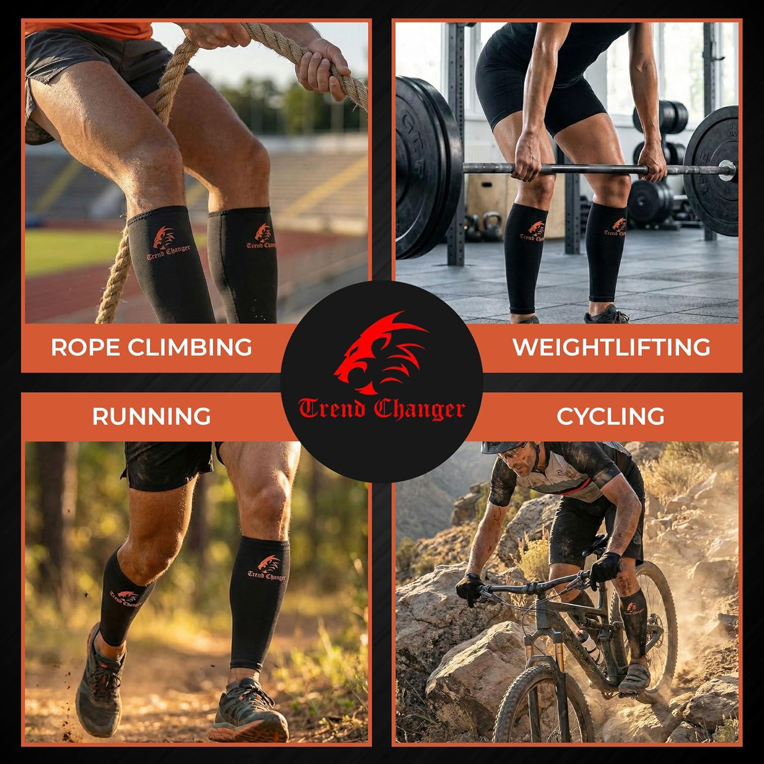 Trend Changer Neoprene Weightlifting Shin Guards with Calf Support Brace, Pair


