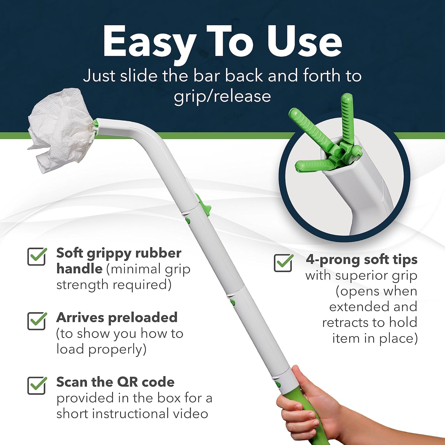 FreedomWand Multipurpose Toilet Wiping Aid, Adjustable Reach Toilet Assist Tool

